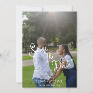 Modern Calligraphy Chic Photo Wedding Save The Dat Save The Date