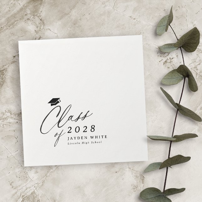 Modern Calligraphy Class of 2025 Graduation Napkin (Modern Calligraphy Class of 2025 Graduation Napkins)
