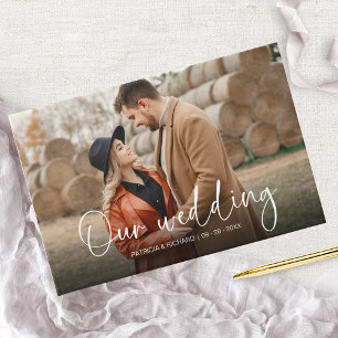 Modern Calligraphy Couple Photo Wedding Guest Book