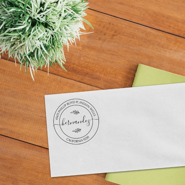 Modern Calligraphy Custom Return Address, Floral Rubber Stamp (Creator Uploaded)