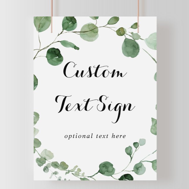 Modern Calligraphy Custom Text Eucalyptus Sign (Creator Uploaded)