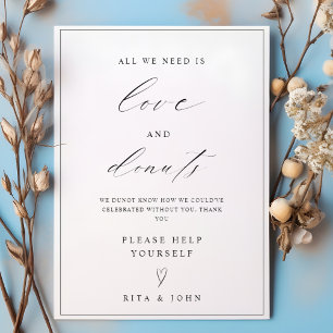 Modern Calligraphy Dunot Bar Wedding Cake Sign