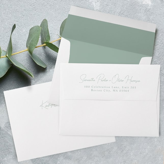 Modern Calligraphy Dusty Green Wedding Envelope (Modern Calligraphy Dusty Green Wedding Envelope)