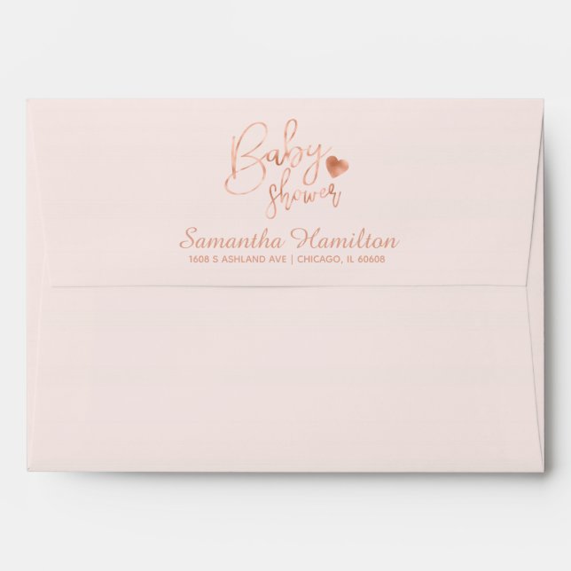 Modern Calligraphy Dusty Rose Baby Shower Envelope (Back (Top Flap))