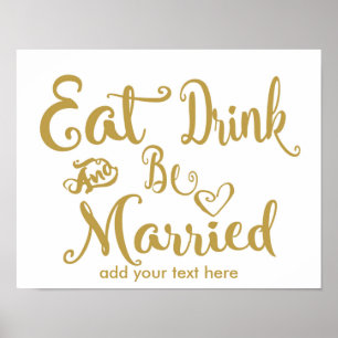 Modern Calligraphy Eat drink & be married print