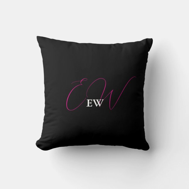Modern Calligraphy Elegant Black and White Script Cushion (Front)