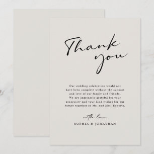 Modern Calligraphy Elegant Eggshell Simple Wedding Thank You Card