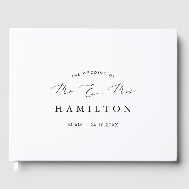 Modern Calligraphy Elegant Wedding Guest Book (Front)
