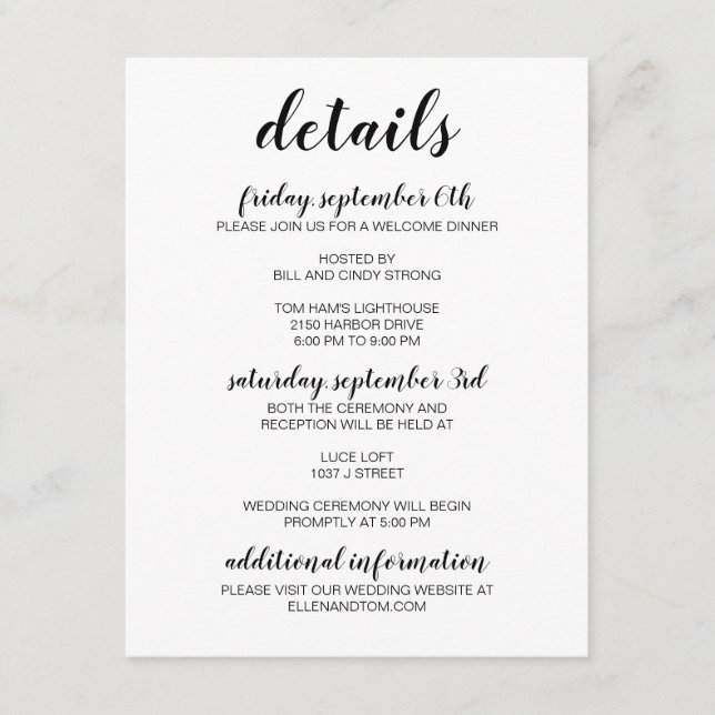 Modern Calligraphy Enclosure Card (Front)