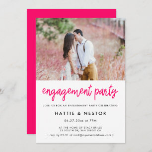 Modern calligraphy engagement party photo invitation