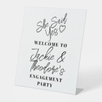 Modern Calligraphy Engagement Party Welcome Pedest