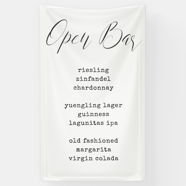 Modern Calligraphy Fabric Bar Menu Wedding Sign  (Vertical)