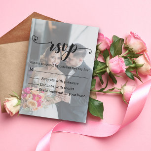 modern calligraphy faded photo  rsvp wedding chic announcement