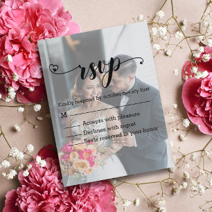 modern calligraphy faded photo rsvp wedding invitation postcard