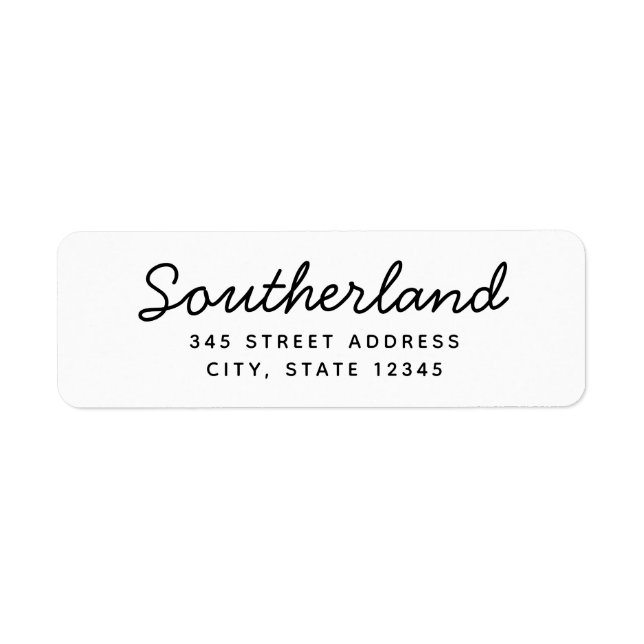 Modern Calligraphy Family Name Return Address Labe Label (Front)