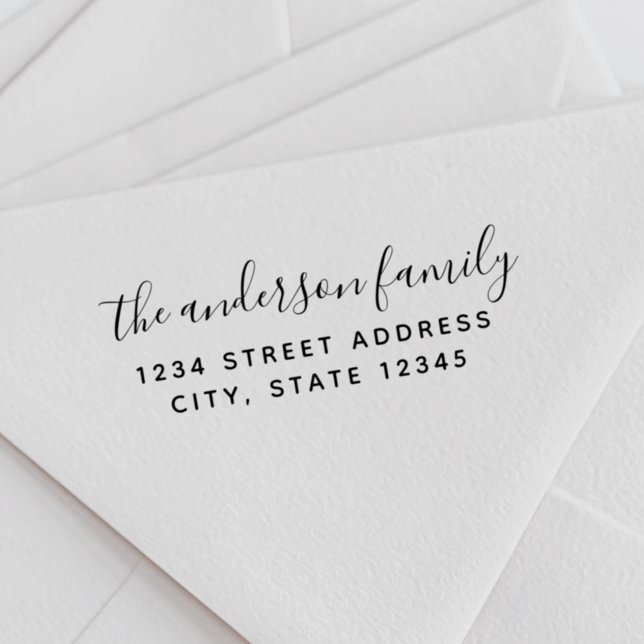 Modern Calligraphy Family Name Return Address Self-inking Stamp (Creator Uploaded)