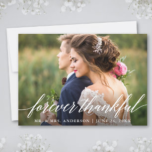 Modern Calligraphy Forever Thankful Wedding Thank You Card
