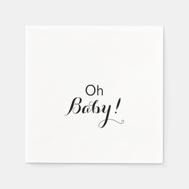 Modern Calligraphy Formal Oh Baby Shower  Napkin (Front)