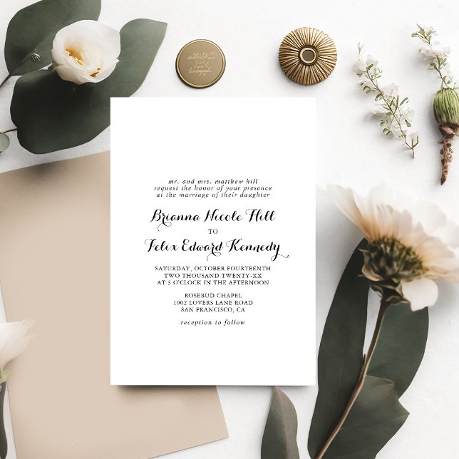 Modern Calligraphy Formal Wedding Invitation (Creator Uploaded)