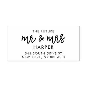 Modern calligraphy future Mr & Mrs return address Rubber Stamp