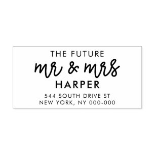 Modern calligraphy future Mr & Mrs return address Self-inking Stamp