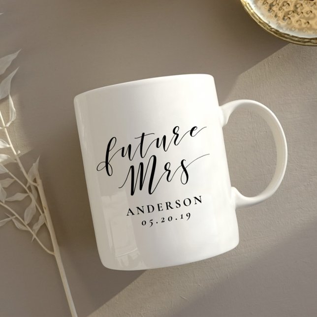 Modern Calligraphy Future Mrs. Engagement Gift Coffee Mug (Creator Uploaded)