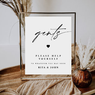 Modern Calligraphy Gents Bathroom Wedding Sign