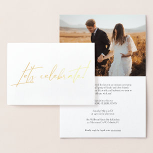 Modern Calligraphy Gold Foil Post Wedding Party  Card