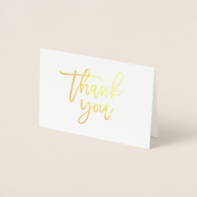 Modern Calligraphy Gold Foil Wedding Thank You Card (Front)