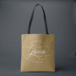 Modern calligraphy gold Mother of the Groom Tote Bag<br><div class="desc">A timeless and elegant mother of the groom gift tote bag featuring refined calligraphy script on a classic background,  perfect for a formal and sophisticated wedding celebration. For customisation or additional products featuring this design,  please feel free to contact me.</div>