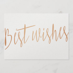 Modern calligraphy gold rose "Best wishes" Card