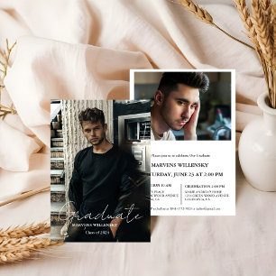Modern Calligraphy Graduate Photo Graduation Invitation