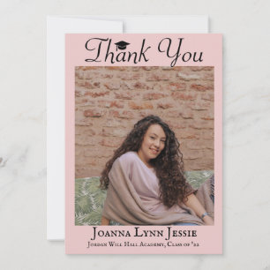 modern Calligraphy Graduate Photo  Thank You Card