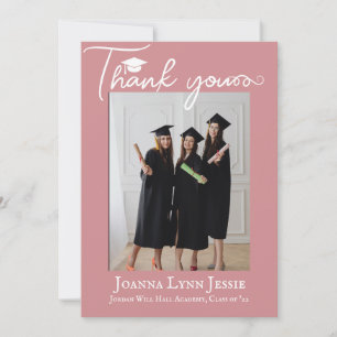 modern Calligraphy Graduate Photo  Thank You Card