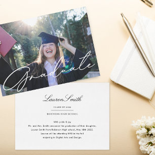 Modern Calligraphy Graduation Announcement Card