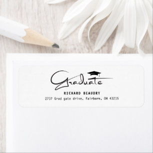 Modern Calligraphy Graduation Cap Return Address  Label