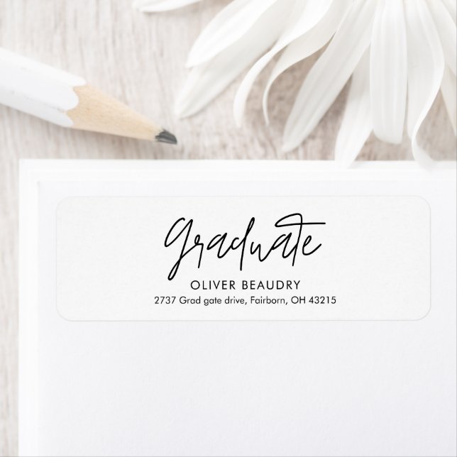 Modern Calligraphy Graduation Return Address Label (Insitu)