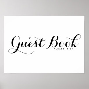Modern Calligraphy Guest Book Wedding Sign Poste