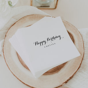 Modern Calligraphy Happy Birthday Napkin