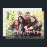 Modern Calligraphy Happy Hanukkah Family Photo Holiday Card<br><div class="desc">Modern Fun Calligraphy Script Happy Hanukkah Family Photo Card</div>
