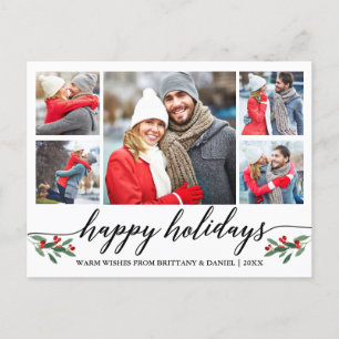 Modern Calligraphy Happy Holidays 5 Photo Postcard