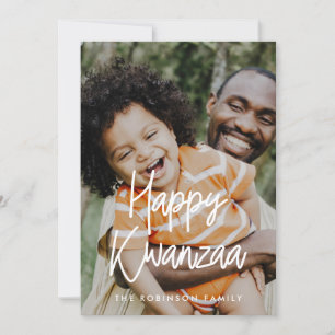 Modern calligraphy Happy Kwanzaa photo Holiday Card