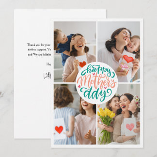 Modern Calligraphy Happy Mother's Day Four Photo Card