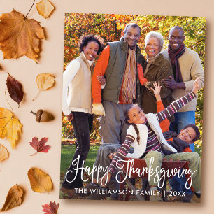 Modern Calligraphy Happy Thanksgiving Photo Postcard