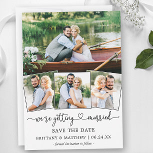 Modern Calligraphy Heart 4 Photo Getting Married Save The Date