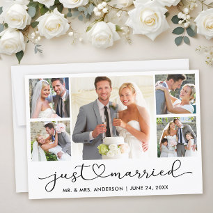 Modern Calligraphy Heart Script 5 Photos Wedding Announcement