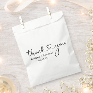Modern Calligraphy Heart Wedding Thank You Favour Bag