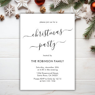 Modern Calligraphy Holiday Christmas Party Invitation