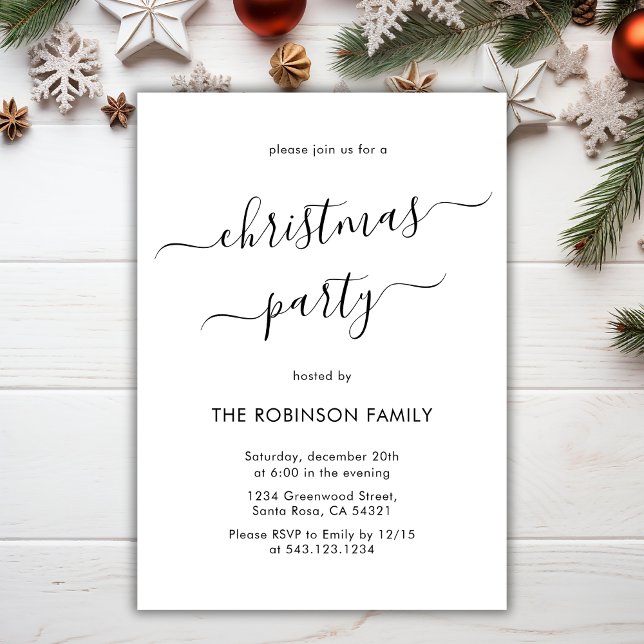 Modern Calligraphy Holiday Christmas Party Invitation (Creator Uploaded)