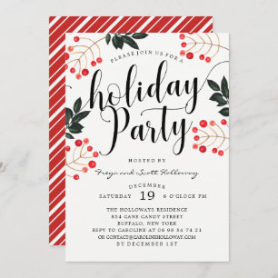Modern Calligraphy Holiday Party Invitation